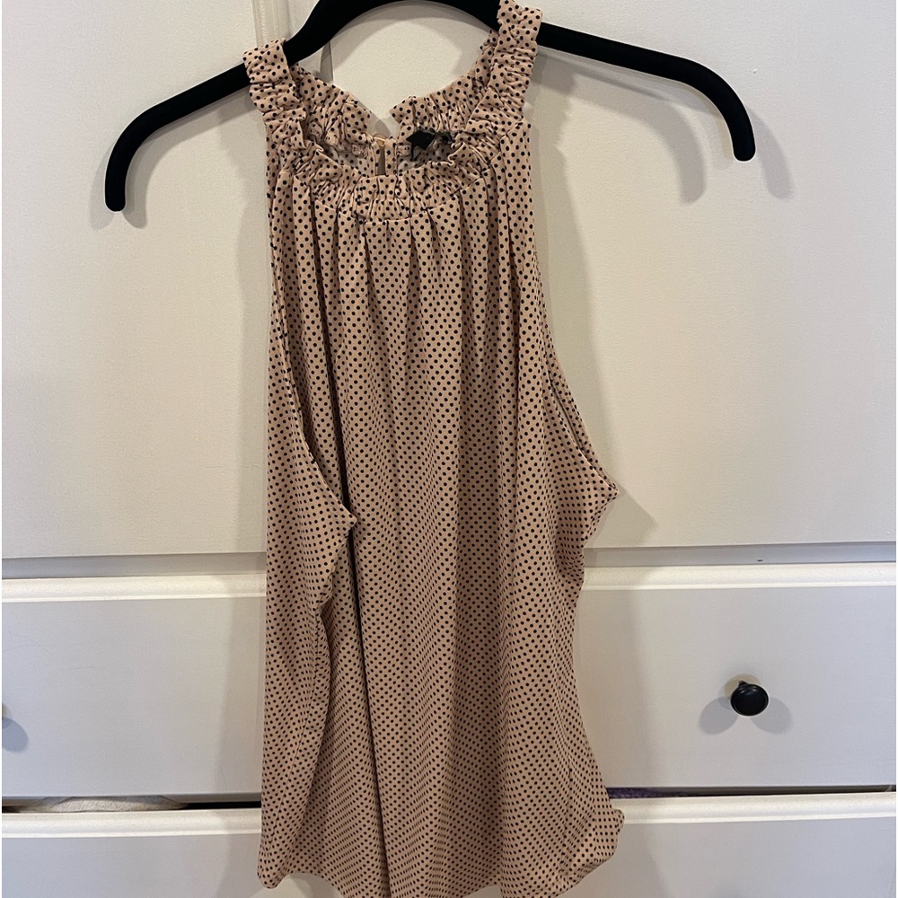 womens pink polka dot halter neck work top